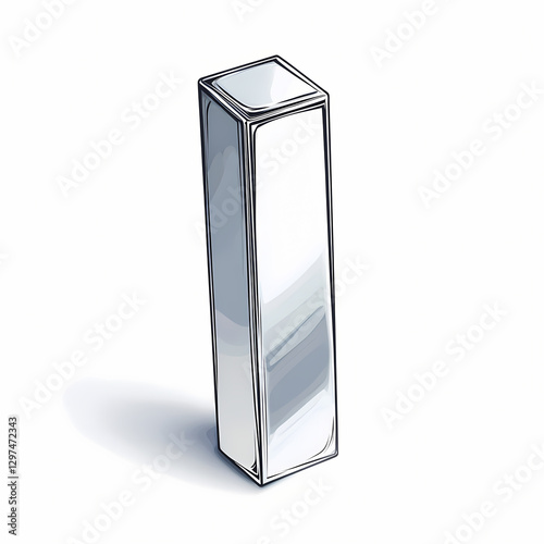 tall, shiny silver bar stands upright, reflecting soft light beautifully