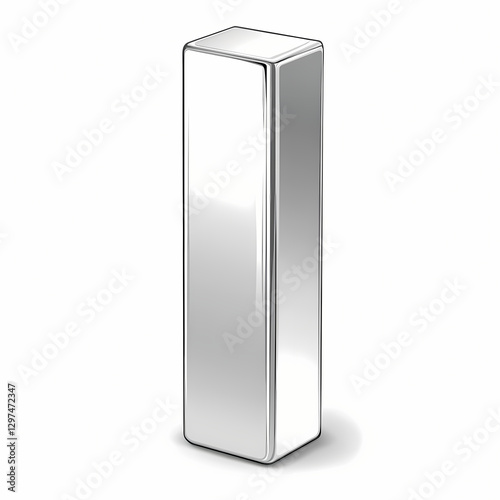 Shiny silver bar standing upright with soft highlights and reflections