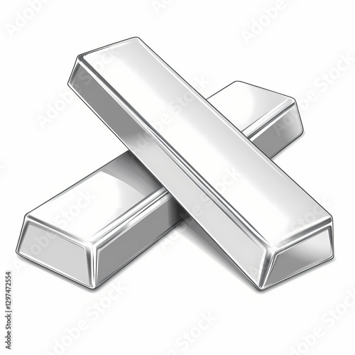 Two silver bars leaning against each other, creating striking visual