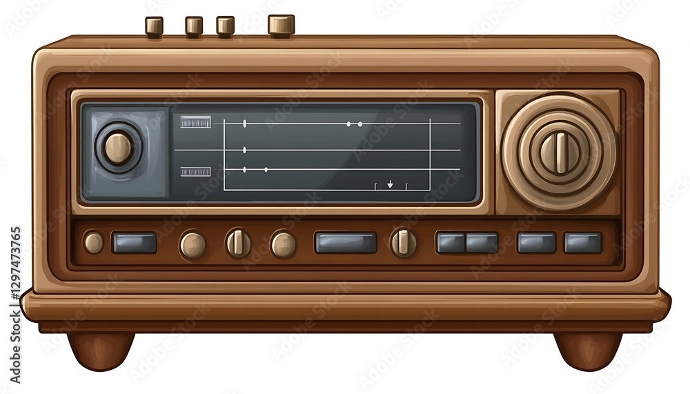 Obraz premium Brown, wooden radio playing in the background