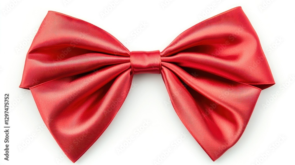 A festive red satin ribbon bow with perfect loops and a vibrant sheen, isolated on a white background for a timeless holiday touch. A festive red satin ribbon bow with perfect loops and a vibrant sheen, isolated on a white background for a timeless holiday touch.
