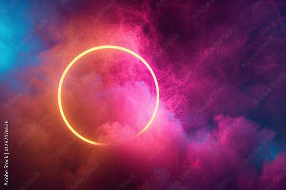 Neon Circle Amidst Colorful Smoke A Cosmic, Abstract Background for Creative Projects Neon Circle Amidst Colorful Smoke A Cosmic, Abstract Background for Creative Projects