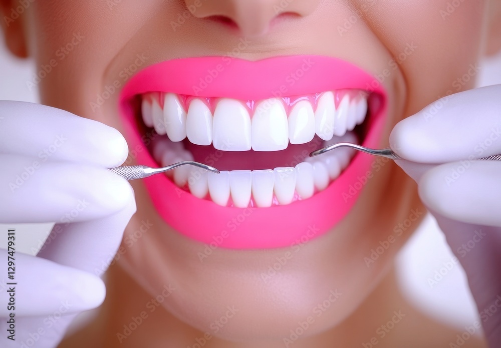 Fototapeta premium Bright Smiles and Dental Tools for Oral Hygiene and Care