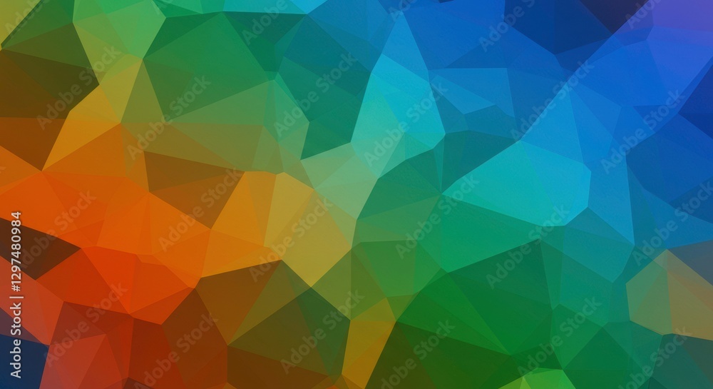 Obraz premium Colorful Abstract Geometric: An abstract geometric design featuring a vibrant mosaic of polygonal shapes in a rich spectrum of colors.