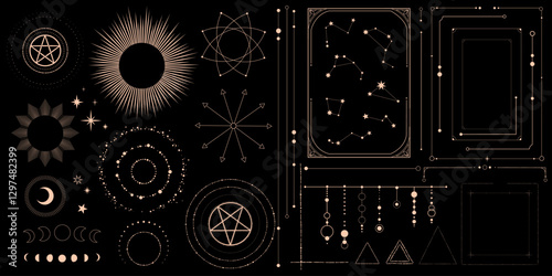 Set of simple elements for design in an esoteric space style