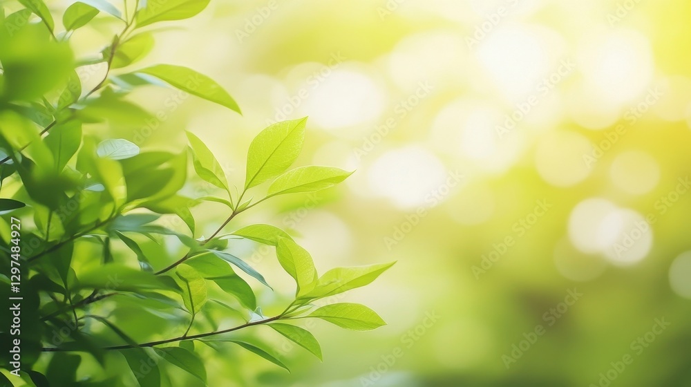 Obraz premium Fresh Green Leaves with Sunlight