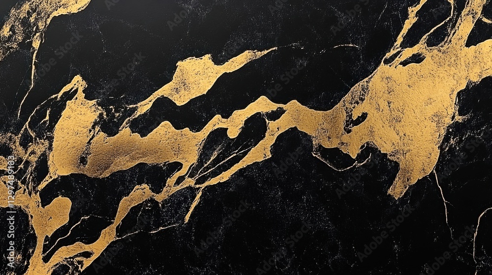 Obraz premium Elegant black marble with golden veins on a smooth surface, ideal for upscale designs.