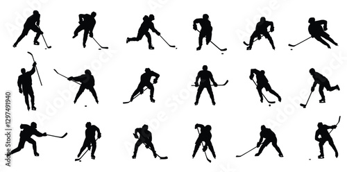 Ice hockey silhouette isolated