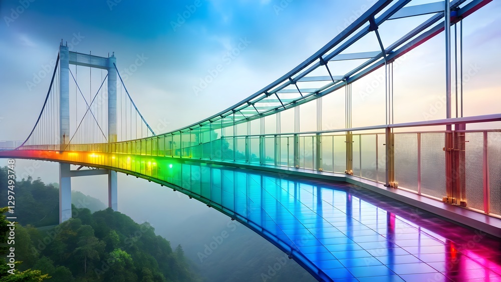 Naklejka premium Rainbow Suspension Bridge Reflection