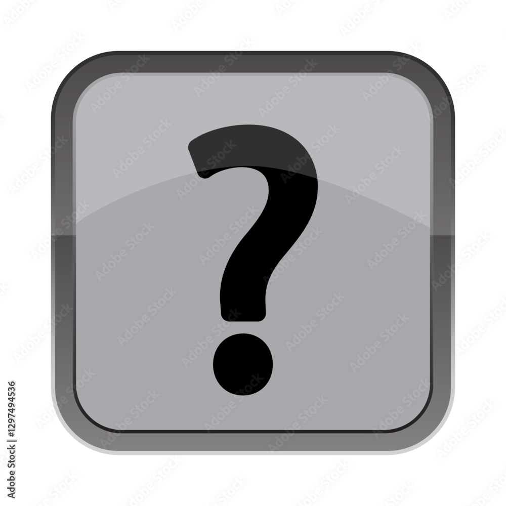 Question mark icon. Gray square shape. Mystery query symbol. Vector help element. Question mark icon. Gray square shape. Mystery query symbol. Vector help element.