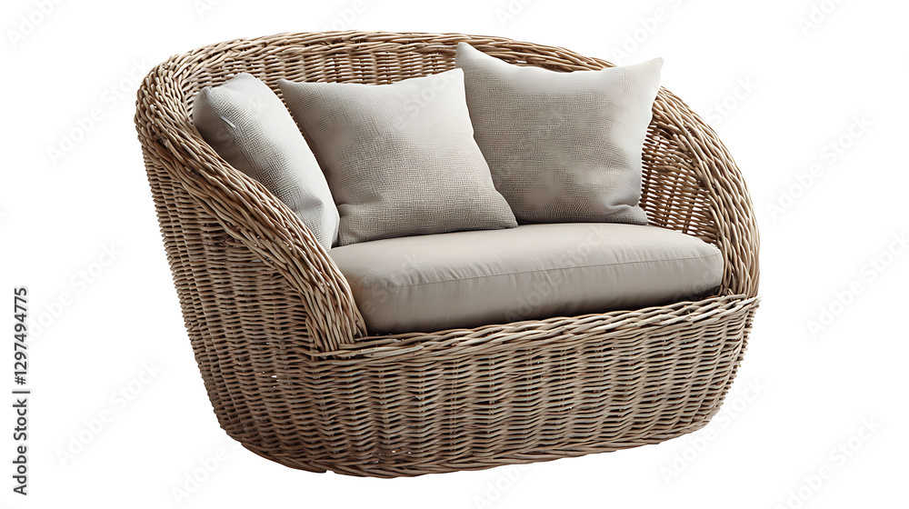 Fototapeta premium A wicker couch with two pillows on it