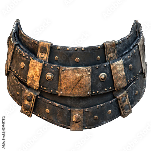 Ancient and battle-worn warrior?s belt isolated on transparent background photo