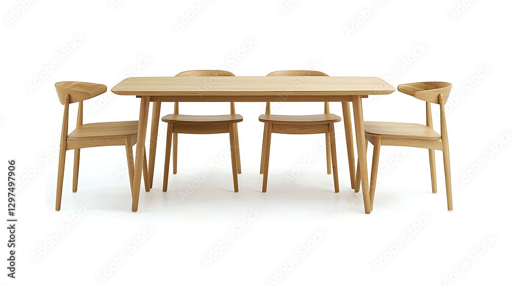 A wooden table with four chairs around it A wooden table with four chairs around it