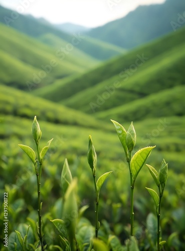 Fresh Green Tea Buds Close-Up