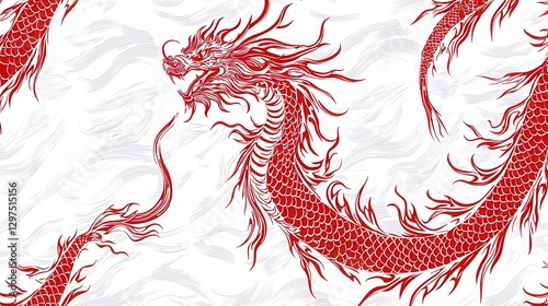 Asian Dragon Pattern Background