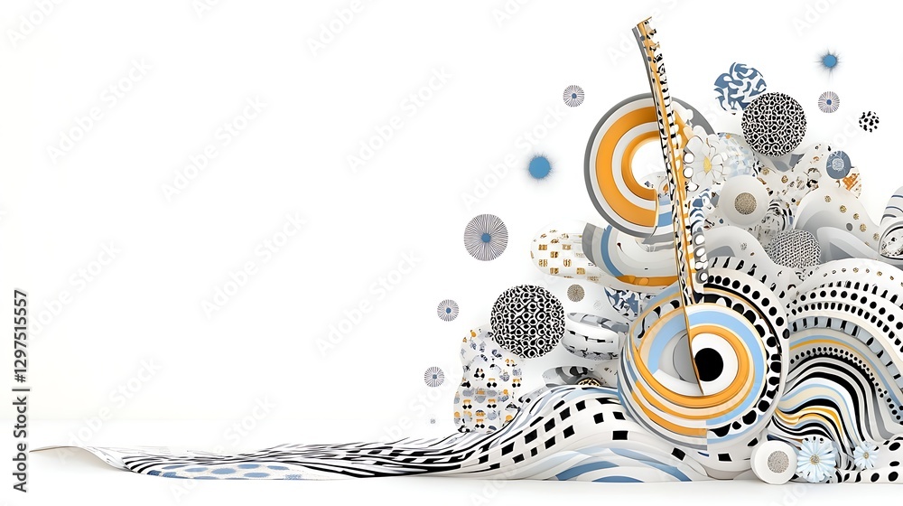 Obraz premium Abstract 3D Render Whimsical Flowing Shapes Geometric Patterns and Bold Colors