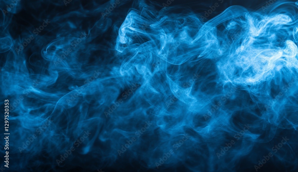 Abstract blue smoke swirls on black background Abstract blue smoke swirls on black background