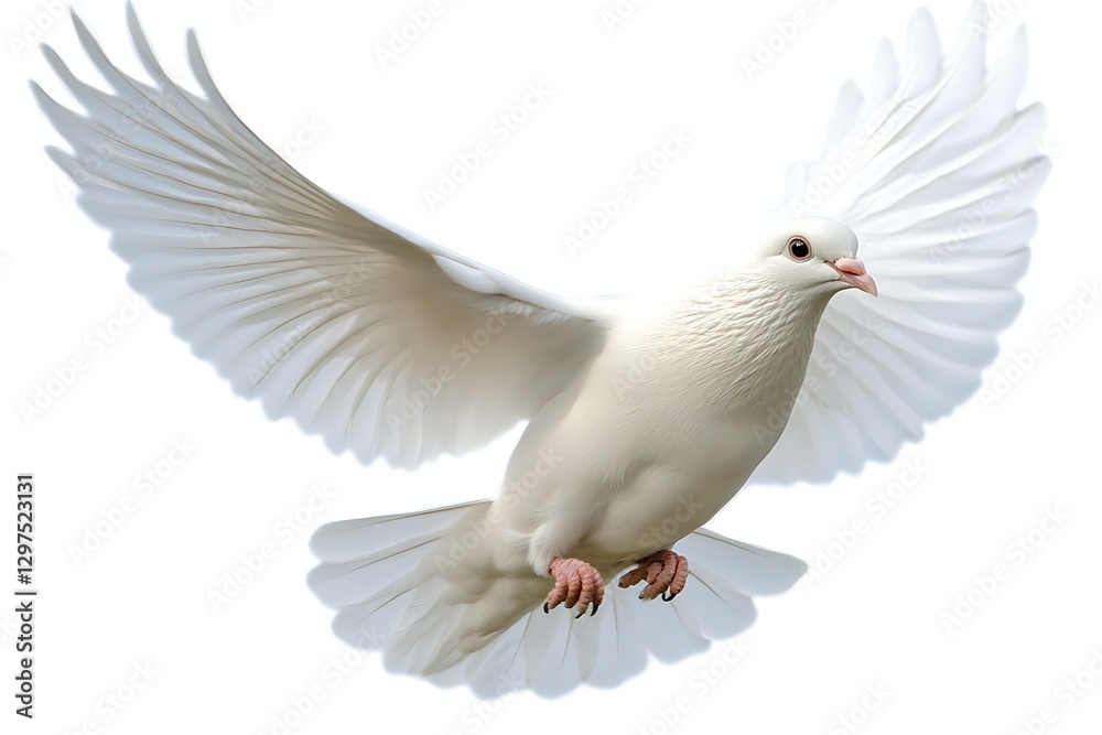 Dove flying up, Wings Spread, White Background for Peace Dove flying up, Wings Spread, White Background for Peace