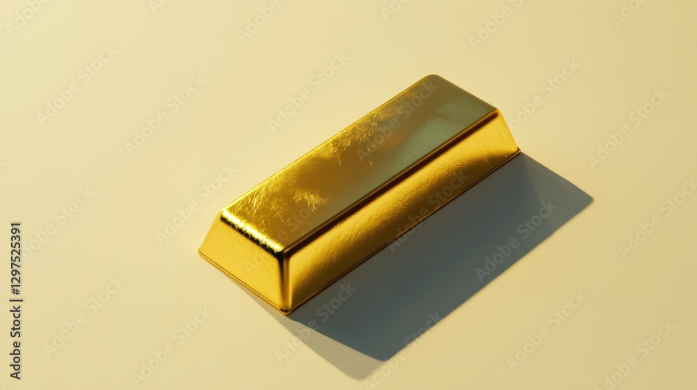 Golden Bar Floating in Space with Perfect Reflection and Shadow Golden Bar Floating in Space with Perfect Reflection and Shadow