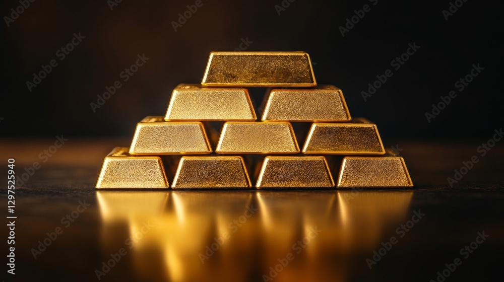Stack of Gold Bars with Slight Tilt on a Dark Background Stack of Gold Bars with Slight Tilt on a Dark Background