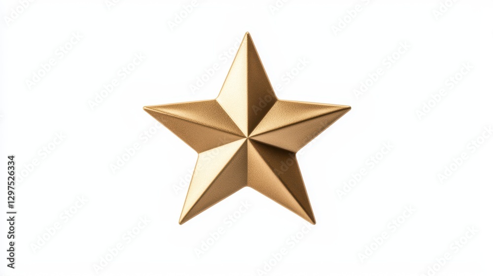 Obraz premium A three-dimensional gold star on a white background, symbolizing achievement and excellence.