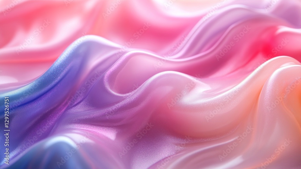 Fototapeta premium Iridescent pastel silk fabric draped with soft folds