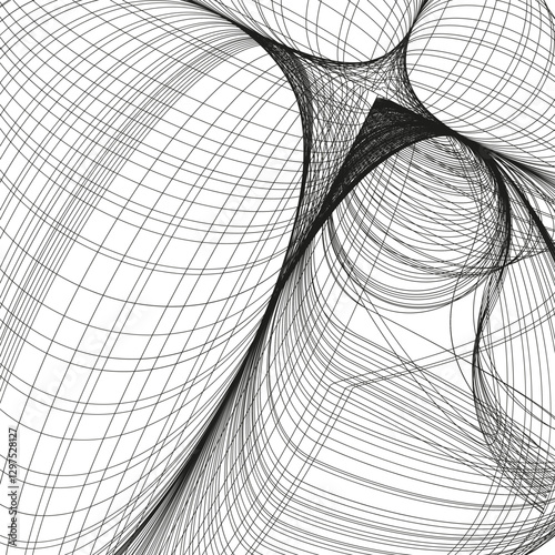 Curved line pattern. Abstract geometric shape. Dynamic wave motion. Vector illustration.