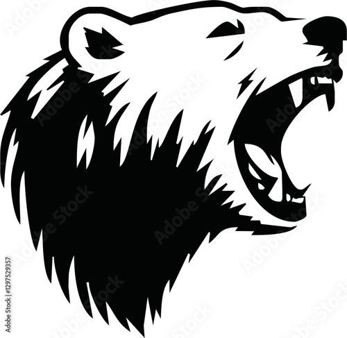 angry head polar bear vector ilustration for macsot, logo