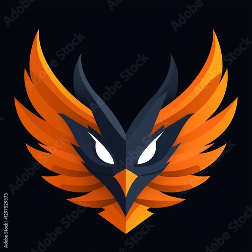 Dynamic and captivating logo design featuring a stylized owl and fiery colors. Perfect for branding, gaming, or any project needing a bold and modern visual identity. photo