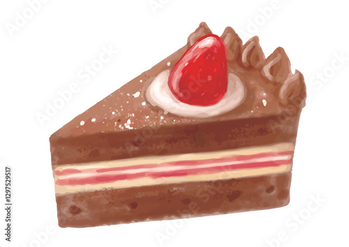 手描きのいちごの乗ったチョコショートケーキ