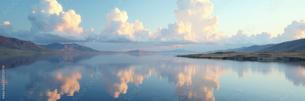 Shallow lake on flatlands, cloudscape reflected, tranquil scene , horizon, space, light Shallow lake on flatlands, cloudscape reflected, tranquil scene , horizon, space, light