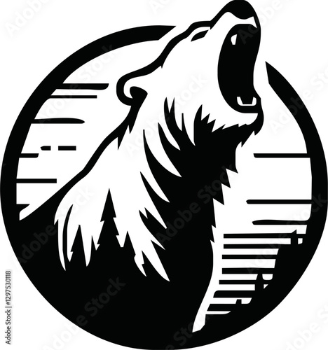 angry head polar bear vector ilustration for macsot, logo