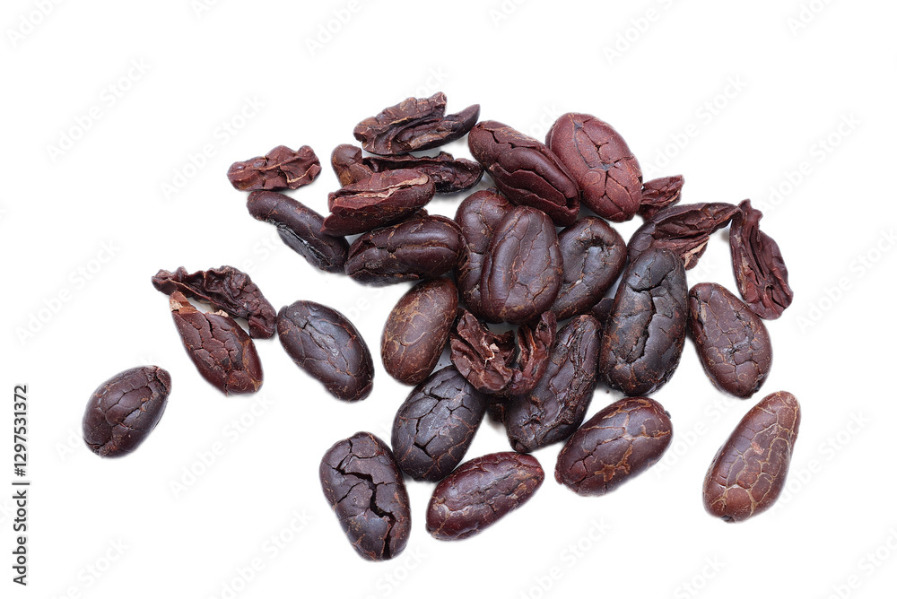 Cocoa beans isolated on white Cocoa beans isolated on white
