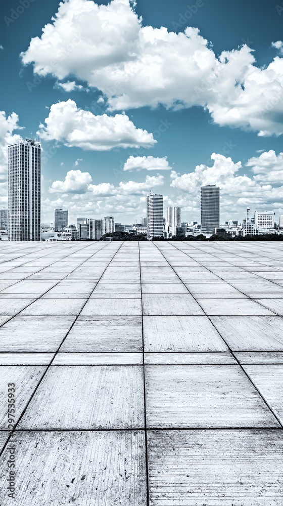 Fototapeta premium Modern Cityscape with Blue Sky and Cloud Background