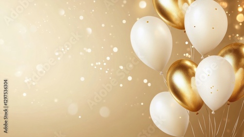 Wallpaper Mural Gold and white balloons on a luxury gradient background. generative ai Torontodigital.ca