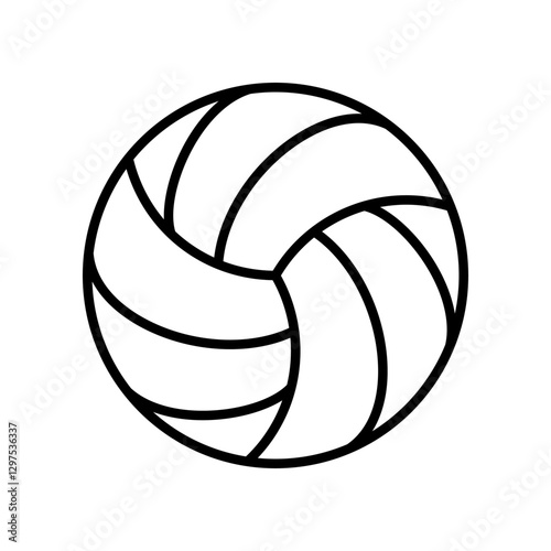 Minimalistic Black and White Volleyball Outline Design Illustration for Sports