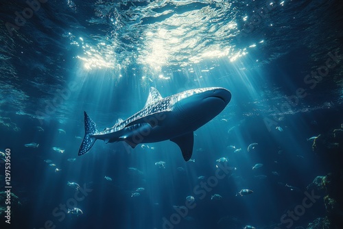 Wallpaper Mural Whale Shark Swimming Gracefully with Schools of Fish in Andaman Sea Marine Life Underwater Wildlife Conservation Torontodigital.ca