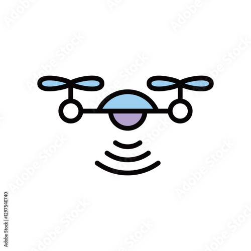 flat drone aerial photography vector illustration, quadcopter surveillance technology linear symbol professional UAV delivery videography equipment icon, remote control flying gadgets mapping security