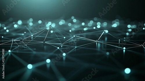 Abstract teal network connection nodes and lines.