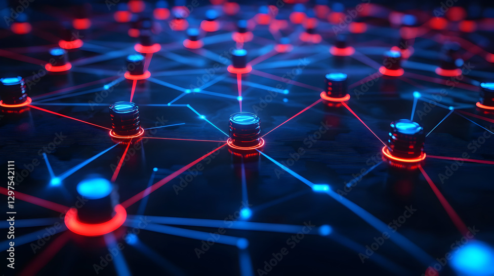 network with blocks of data connected by neon blockchain links network with blocks of data connected by neon blockchain links