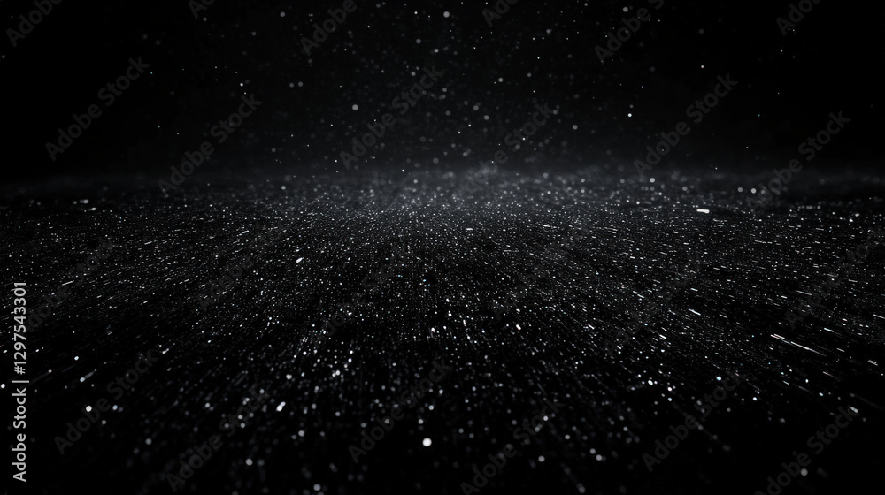 Fototapeta premium Dust like white highlights with a black background