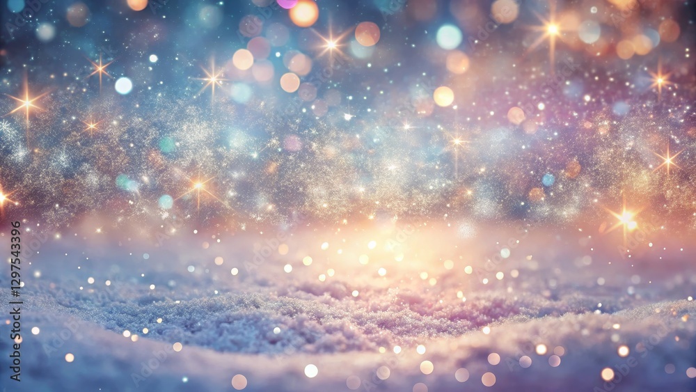 Magical Winter Scene with Snowflakes and Colorful Bokeh Lights Magical Winter Scene with Snowflakes and Colorful Bokeh Lights