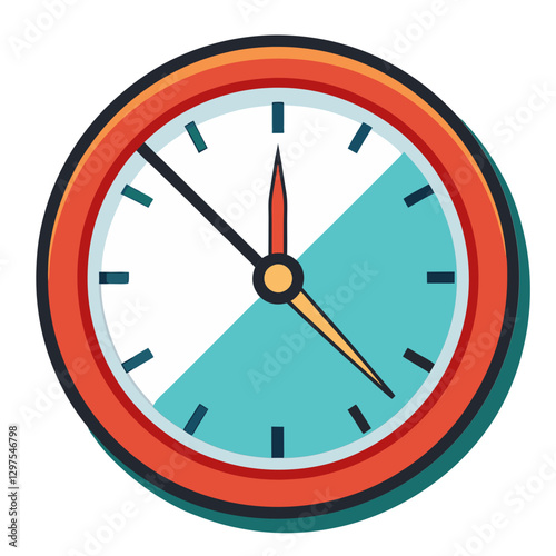 Vintage Clock Vector Illustration, A simple vector illustration of a vintage clock with a colorful frame and traditional time markings.
