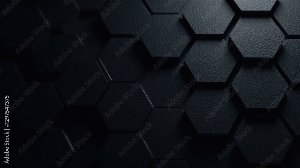 Dark Hexagonal Pattern Background Texture Abstract Design with Subtle Depth and Shadow