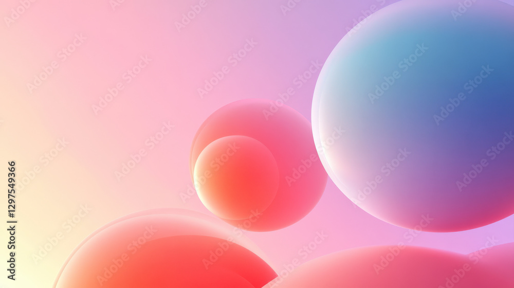 Colorful spheres and flowing waves in the background Colorful spheres and flowing waves in the background