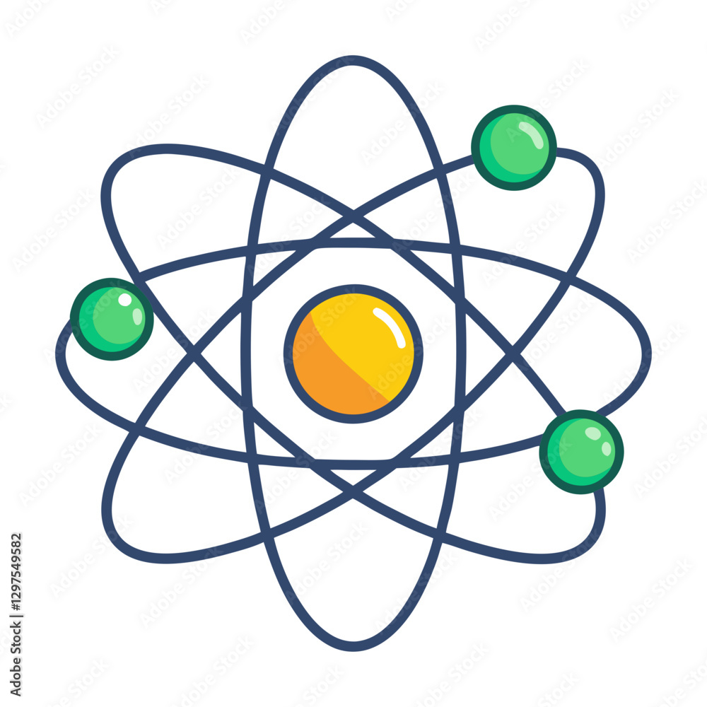 Atom Science Vector Illustration, A vector illustration of an atom with electrons orbiting the nucleus, symbolizing science, physics, or education.
Atom Science Vector Illustration, A vector illustration of an atom with electrons orbiting the nucleus, symbolizing science, physics, or education.