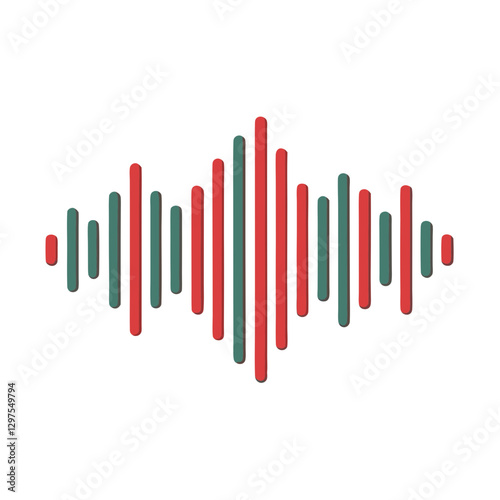 Sound Wave Vector Illustration, A vector illustration of a stylized sound wave in red and green, ideal for music or audio-related designs.
