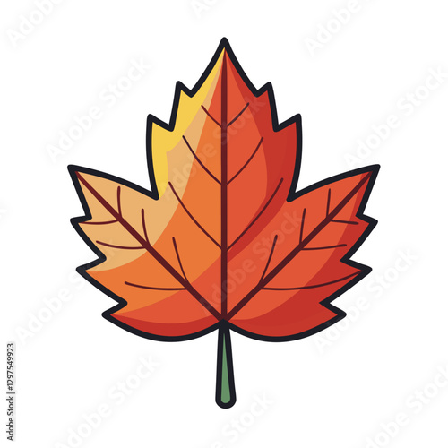 Autumn Leaf Vector Illustration, A vector illustration of an autumn leaf in warm orange tones, symbolizing fall season, perfect for seasonal designs.
