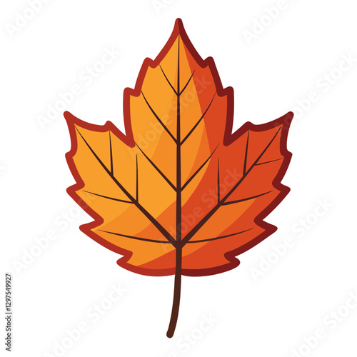 Autumn Leaf Vector Illustration, A vector illustration of an autumn leaf in warm orange tones, symbolizing fall season, perfect for seasonal designs.
