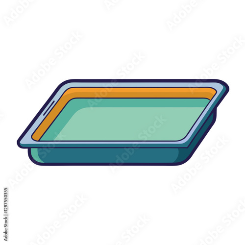 Vector illustration of a rectangular food tray, Vector design of a rectangular food tray, ideal for serving meals, snacks, or food items in a flat style.
